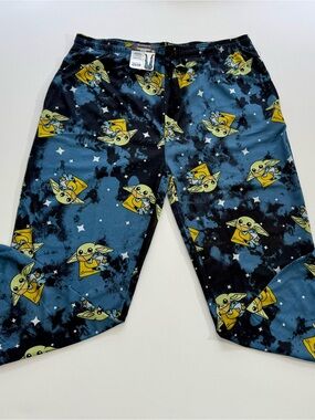 Star Wars Men’s Jogger Pants - Blue, Black & Yellow Grogu Print